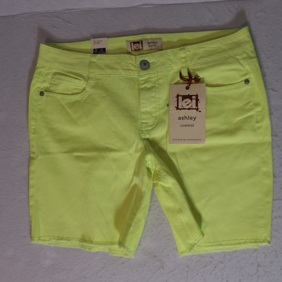 L.E.I. Pants - L.E.I. Women Shorts 13 Yellow Ashley Lowrise Neon Y2K Cutoff Streetwear Electric